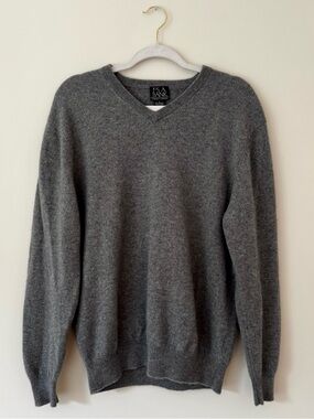 Jos A Bank 100% Cashmere V Neck Sweater, Grey – Large